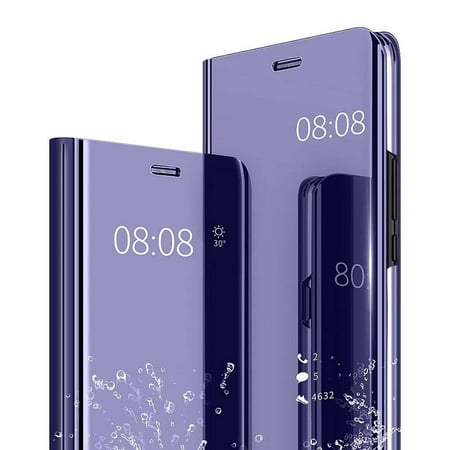 Window Flip Folio - IPhone 6 / 6S Case with Kickstand Mirror Smart Clear View Window Flip Case Cover Slim Multi-Function Mirror Case S-View Stand flip Folio Full Body Protection Cover For iPhone 6 / IPhone 6S (purple) Pu