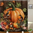 thumbnail image 3 of 4PCS Fall Cat Shower Curtain Set, Waterproof Fabric Shower Curtain, Non-Slip Bath Mat Bathroom Rugs, Cute Kitty Kitten Animal Autumn Maple Leaves Pumpkin Harvest Thanksgiving Bathroom Decor, 3 of 7