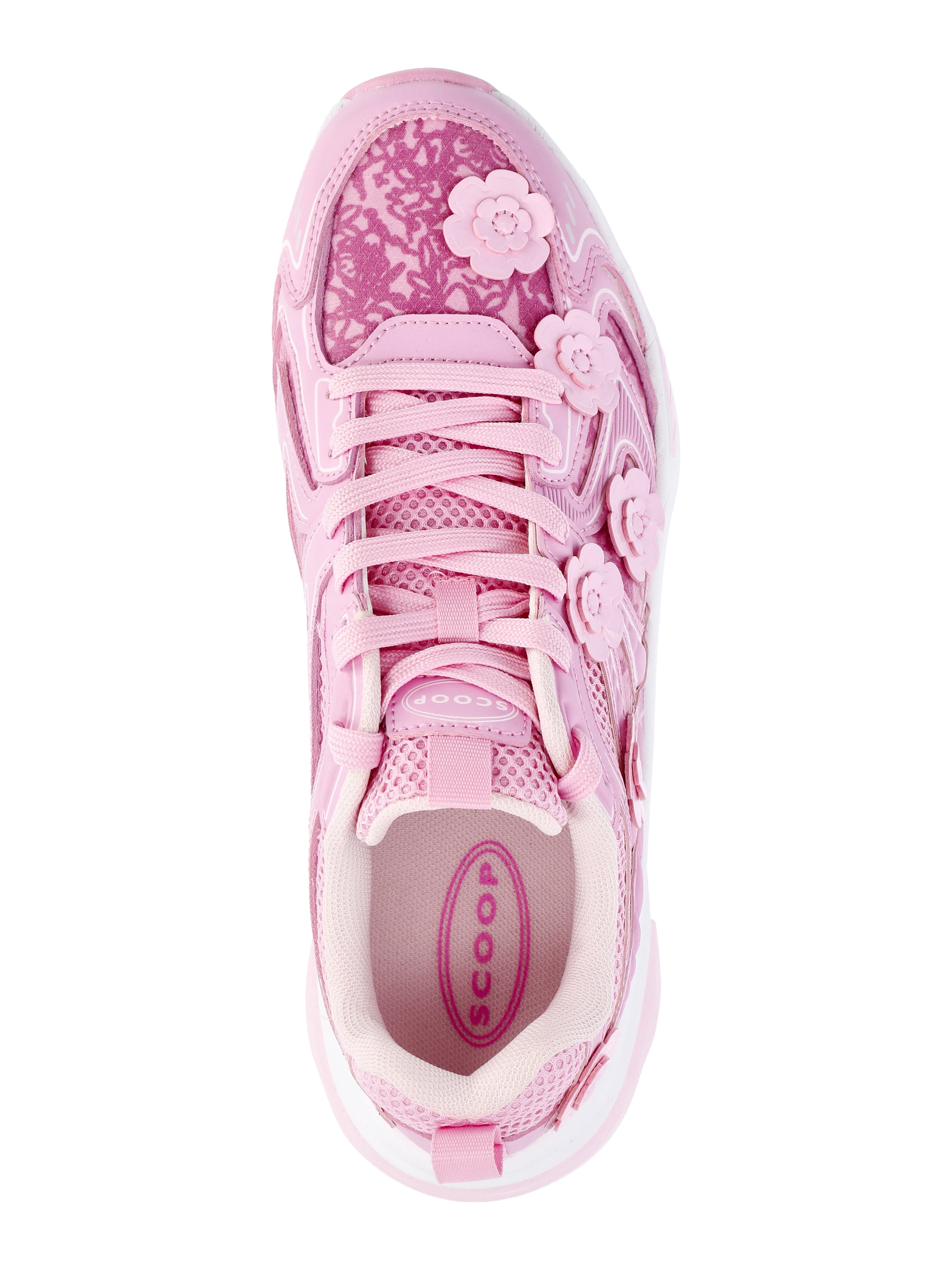 Scoop Women's Sporty Sneakers with Flower Appliques