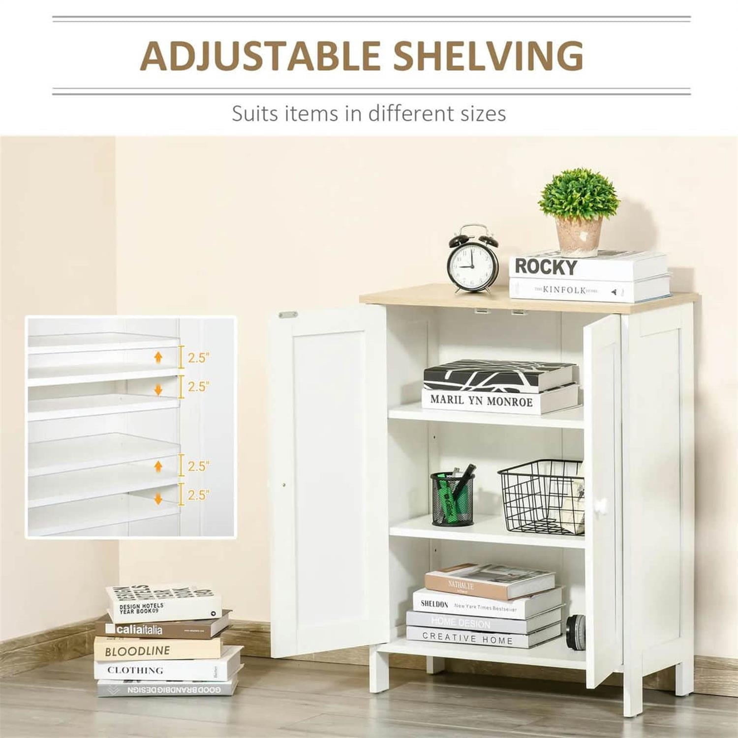 Demi Bonn 31" Storage Cabinet, Dual Door Cupboard with 2 Adjustable Shelves, Living Room, Bedroom, Hallway, Space-Saving Storage, White