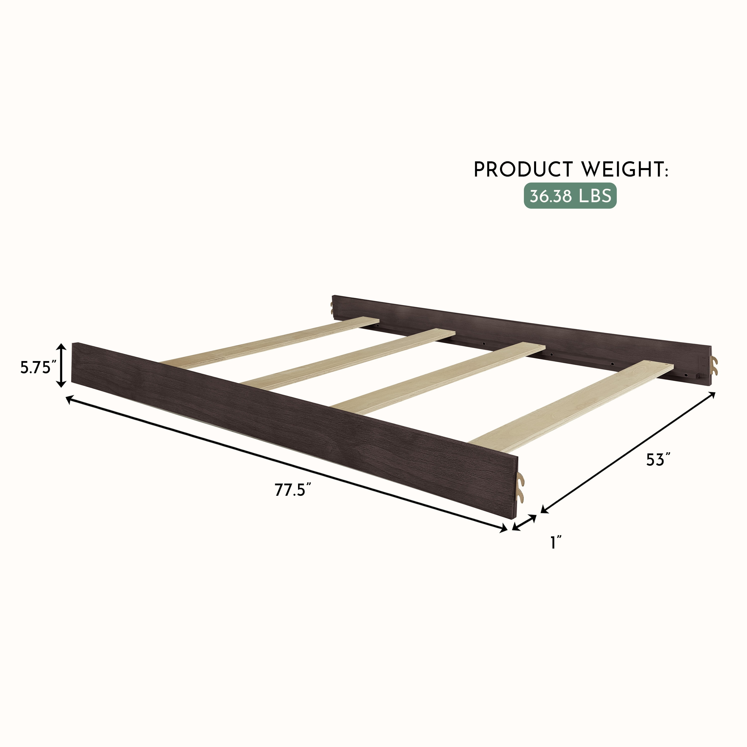 Evolur Atlas Bed Rails, Roasted Chestnut
