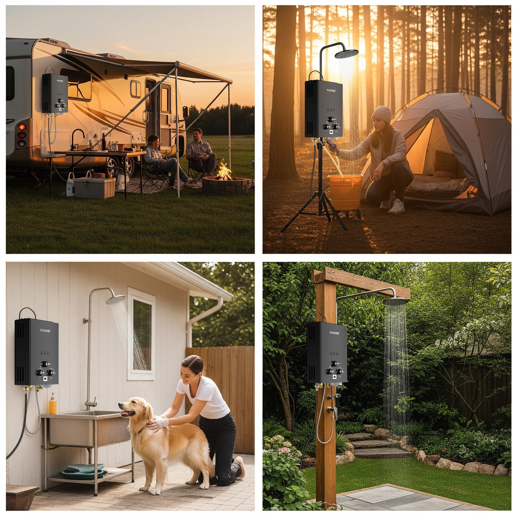 KOXKING 1.58 GPM Portable Propane Hot Tankless Water Heater 6L,With Handle & Overheating Protection, Outdoor Instant Hot Shower for Camping & RV