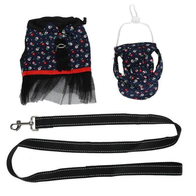 Pet Pig Vest Harness Skrits with Leash Cap Pigs EscapeProof Walking Dress Harness Strap(Blue M)