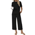 thumbnail image 3 of UVN Pajamas for Women Short Sleeve Tops and Capri Pants Casual Womens Pajamas Sets with Pocket, 3 of 9