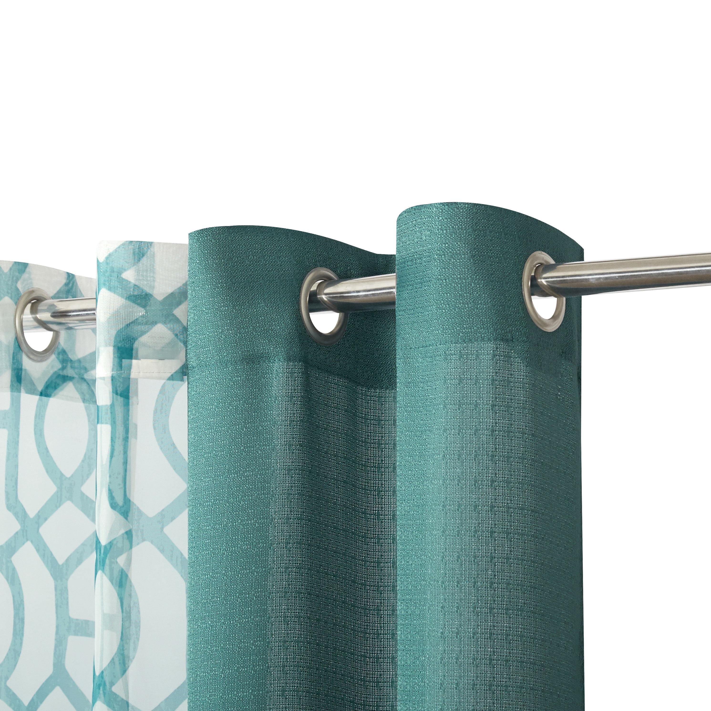 Mainstays 4-Piece Transitional Printed Grommet Light Filtering Window Curtain Panel Set, Pacifica Aqua, 63" x 110"