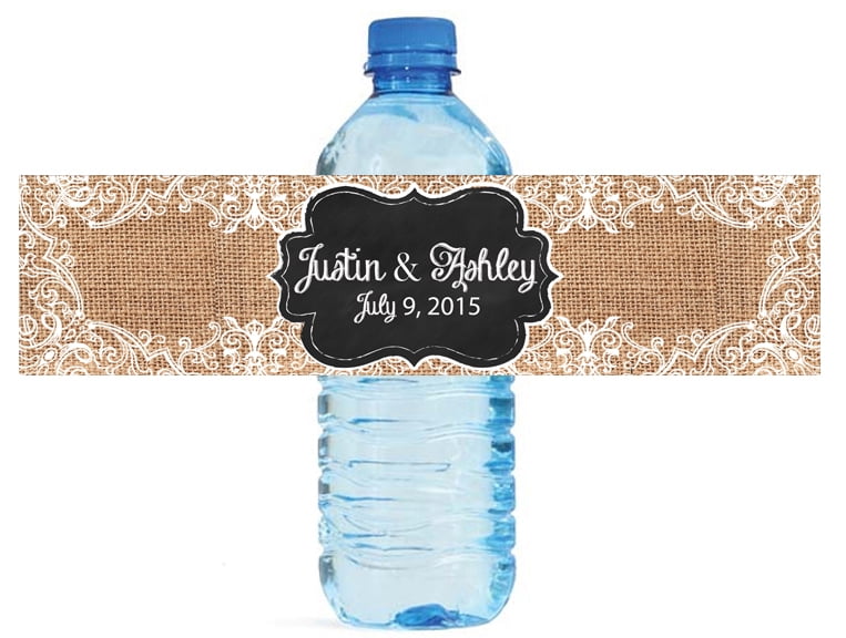 100 Burlap Eat Drink & Be Married Wedding Water Bottle Labels Engagement Bridal 