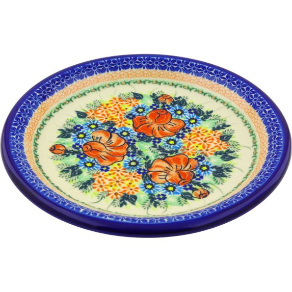 Polish Pottery 11¼-inch Dinner Plate (Bold Poppies Theme) Signature UNIKAT Hand Painted in Boleslawiec, Poland + Certificate of Authenticity