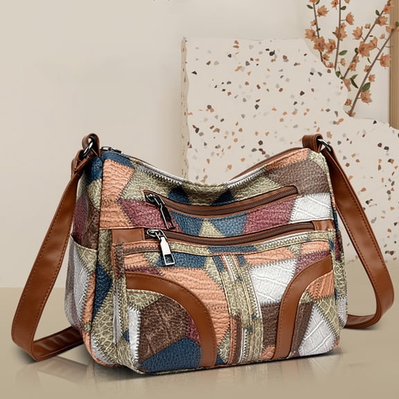 Soft Washed Leather Women’s Shoulder Bag, Spacious Large Capacity Handbag, Lightweight Casual Purse for Daily Travel Work Shopping, Durable Fashion Women’s Tote Bag, Multicolor, 10*3.9*7in