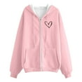 thumbnail image 3 of HJYCHN Womens Zip Up Hoodie Casual Zipper Long Sleeve Pocket Drawstring Jacket Ideal for Everyday Wear Pink M, 3 of 3
