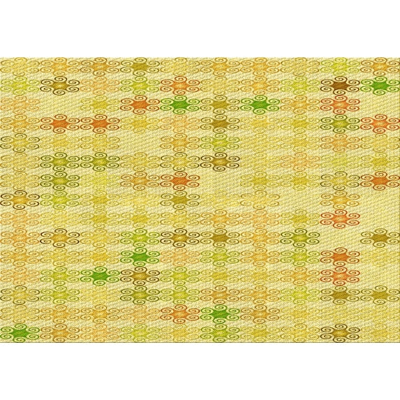 Ahgly Company Indoor Rectangle Patterned Orange Gold Area Rugs, 8' x 10'