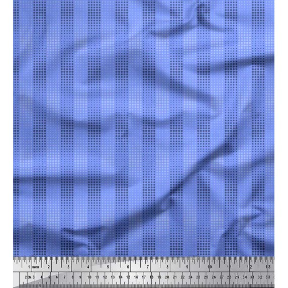 Soimoi Poly Georgette Fabric Dot & Stripe Printed Craft Fabric by the Yard 42 Inch Wide