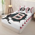 thumbnail image 2 of Homewish Letter B Baseball Player Print Zipper Twin Comforter Sets with Fitted Sheet and 2 Pillowcases,Sports Monogram Zipper Bedding Set For Kids Boys And Girls,Reversible,4-Piece, 2 of 7