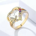 thumbnail image 3 of Dujiujun Finger Ring Rhinestone Heart Shape Jewelry Good-looking Women Ring for Mother, 3 of 7