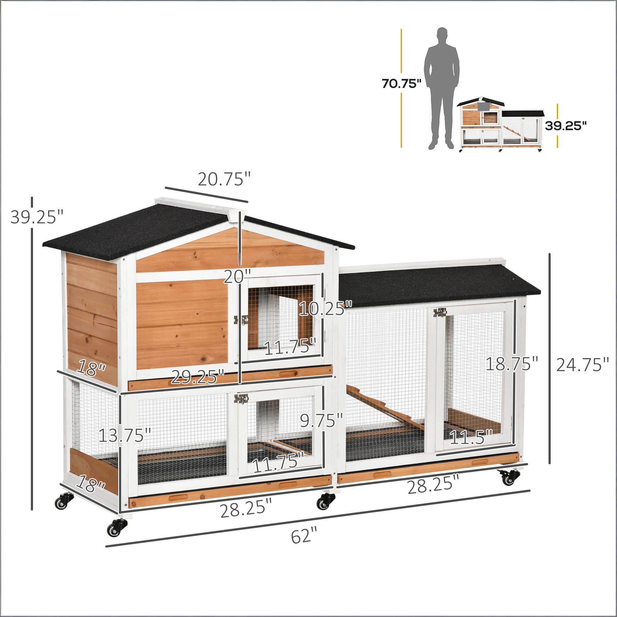 Pet Hutch, Mobile Wooden Rabbit Hutch