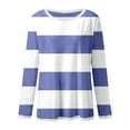 thumbnail image 5 of Blouses for Women Novelty Trendy Striped Color Block Long Sleeved Crew Neck Tunics Stretch Comfy Relaxed Fit 2025 Basic Tees, 5 of 5