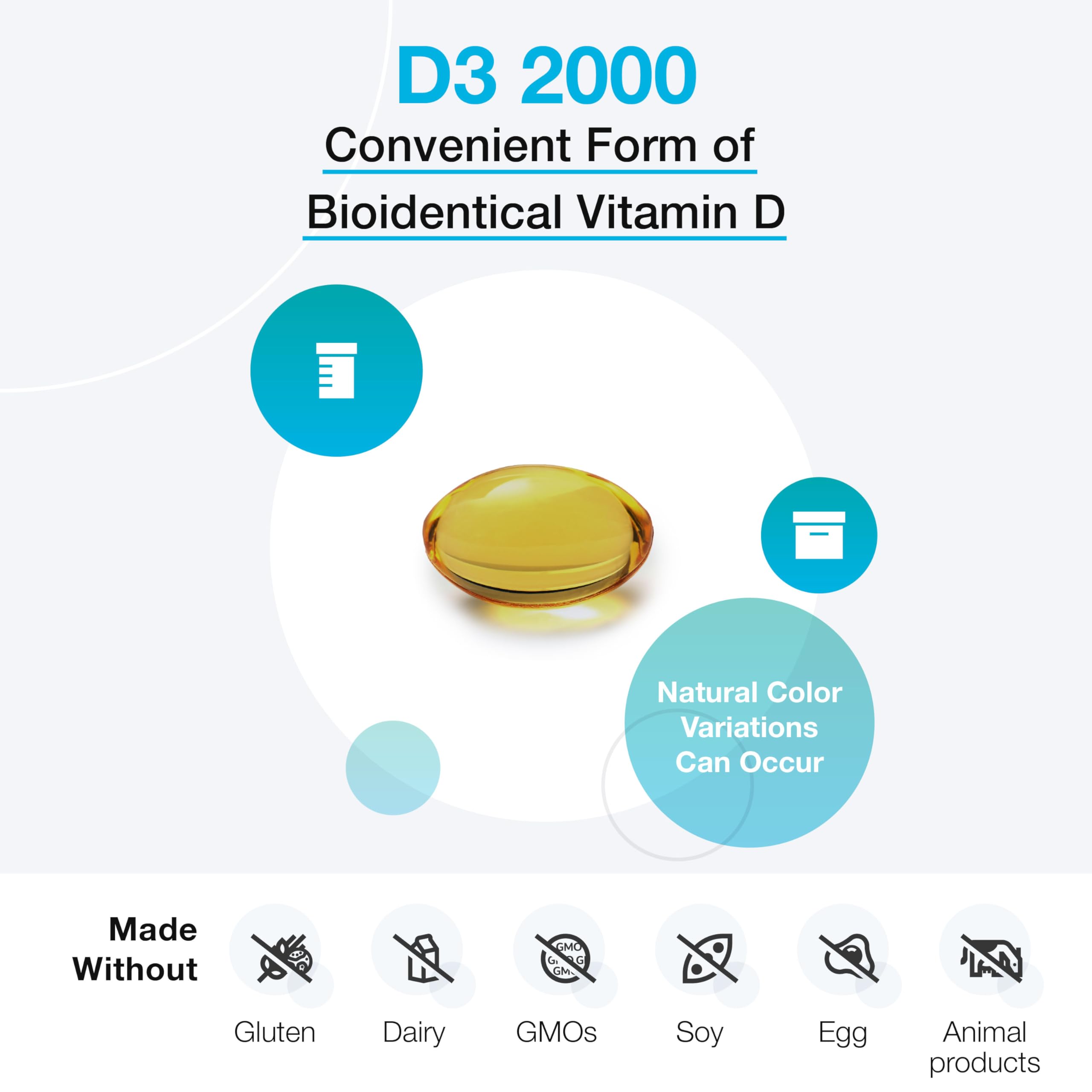 XYMOGEN D3 2000 - Bioavailable Vitamin D3 2000 IU (50 mcg) - High Strength Vitamin D Supplement for Immune Bone & Heart Health Support - 120 Softgels