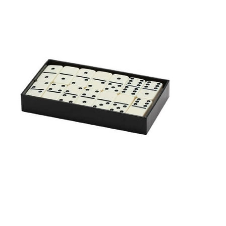 CHH 2311 Double 6 Ivory Jumbo Dominoes in Black Box, 28 Tiles