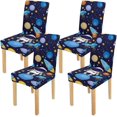 thumbnail image 1 of FMSHPON Cartoon Space Astronaut Rockets Planets Stars Starry Night Stretch Chair Cover Protector Seat Slipcover for Dining Room Hotel Wedding Party Set of 4, 1 of 6