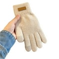 thumbnail image 2 of Wool Gloves for Women Cold Weather Knit Gloves Women with Touchscreen Fingers Ladies Soft Gloves Winter Beige Free, 2 of 3