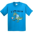 thumbnail image 3 of Inktastic I Love Soccer-dinosaur in Blue Youth T-Shirt, 3 of 5