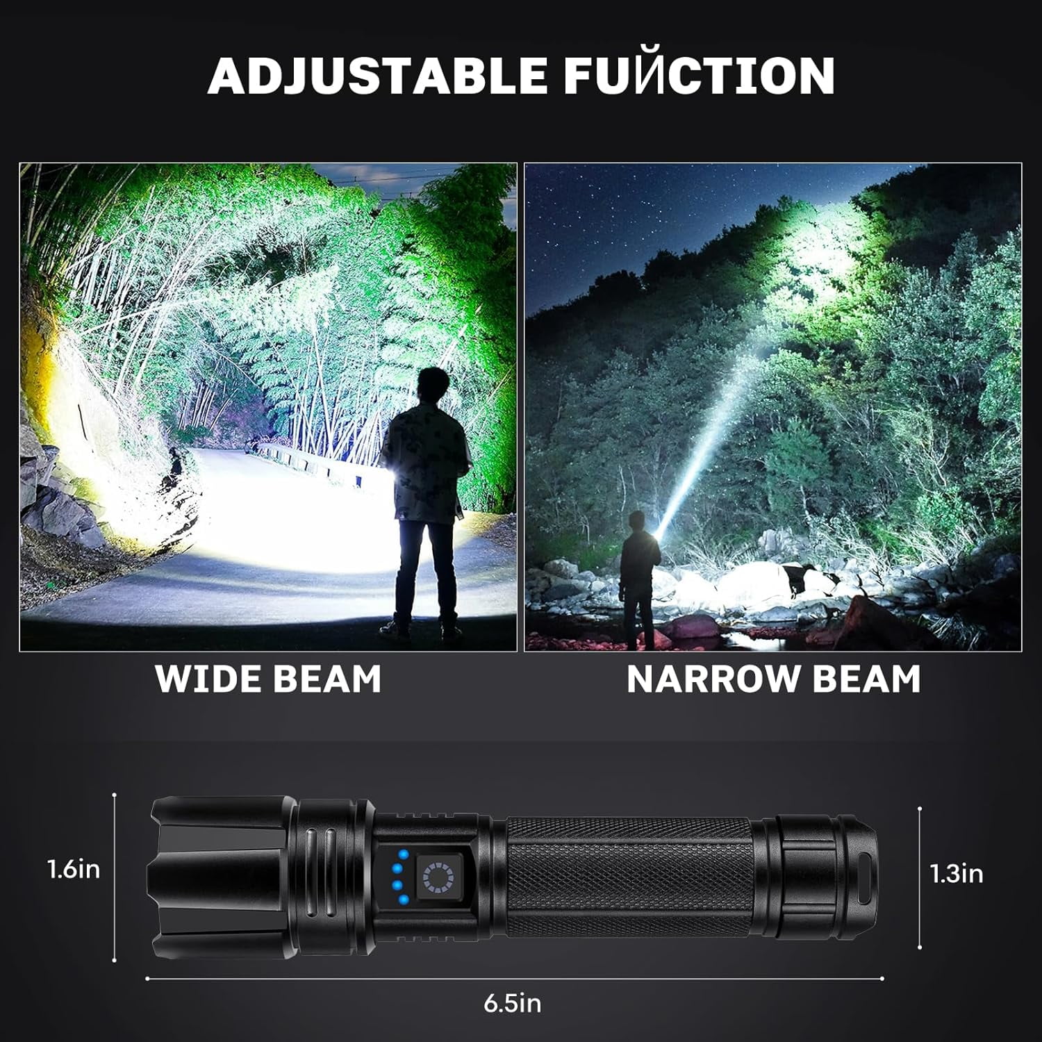 Rechargeable Flashlights 99000 High Lumens, Super Bright LED Flashlight with 15H+ Runtime, 5 Modes IPX7 Waterproof Powerful Handheld Light for Power Outages, Camping, Gifts for Men 2 Pack
