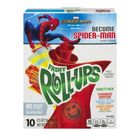 (4 pack) (4 Pack) Betty Crocker Fruit Snacks, Fruit Roll-Ups, Variety Snack Pack, 10 Rolls, 0.5 oz Each