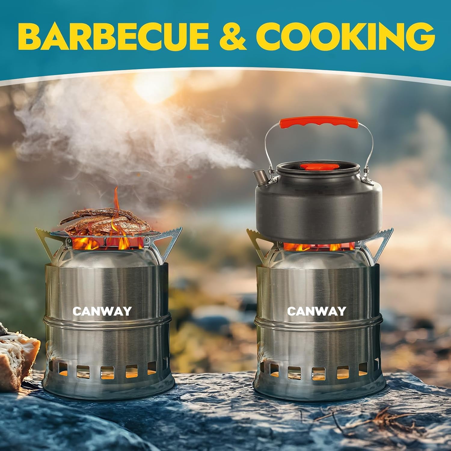 Portable Camping Stove Mini Wood Burning Camp Stove for Backpacking Hiking Traveling Survival Cooking Stove Stainless Steel Emergency Folding Camping Stove with Carry Bag