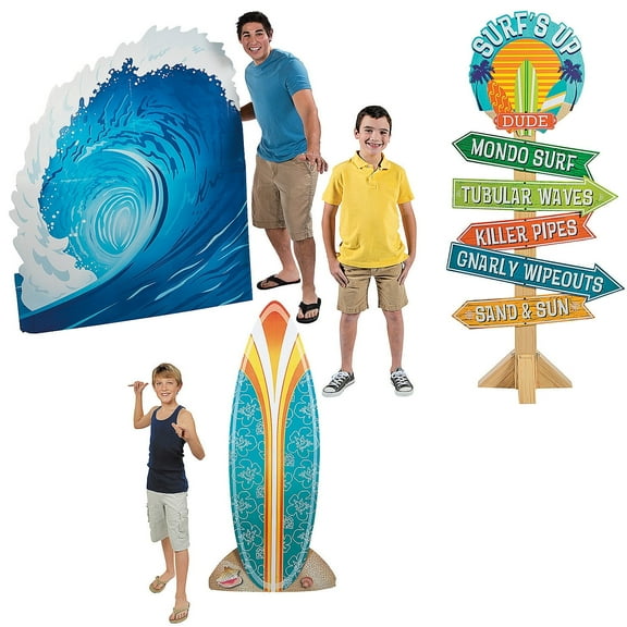 Fun Express 58" - 72" 3 Surf’s Up Wave Deluxe Cardboard Cutout Stand-Up Kit - 3 Piece