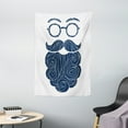 thumbnail image 1 of Manly Tapestry, Hand Drawn Sketch of Hipster Style Long Beard Mustache with Round Glasses, Wall Hanging for Bedroom Living Room Dorm Decor, 40W X 60L Inches, Dark Petrol Blue White, by Ambesonne, 1 of 2
