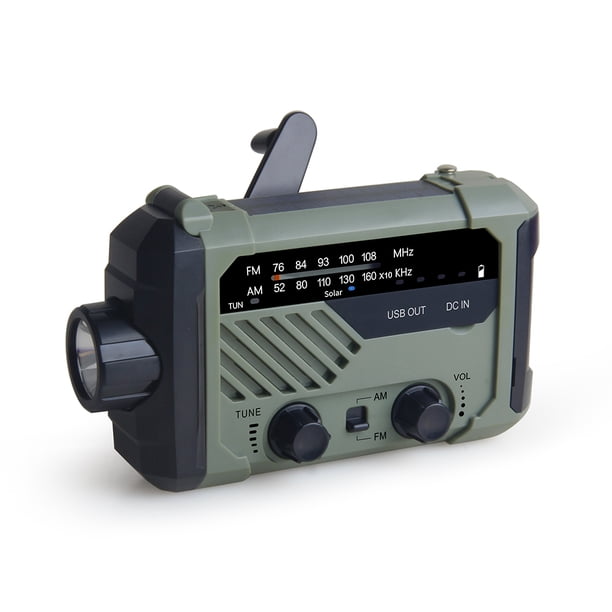 Linterna Lámpara Lectura Emergencia AM FM Radio Manivela Solar Portátil