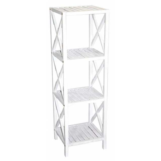 Bamboo 5850White 4 Rangs Bamboo Carré Rack&44; Blanc - 46 x 14,5 x 13 Po.