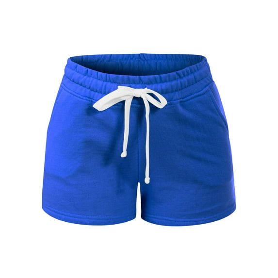 Made by Olivia Women's Basic Solid French Terry White Piping Comfy Shorts