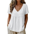thumbnail image 6 of Ankola Womens Tops Casual V Neck Short Sleeve T Shirts Babydoll Loose Fit Peplum Tops, 6 of 7