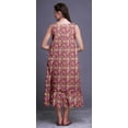 thumbnail image 5 of Bimba Dark Rose Brown3 Leaves Monstera Mid Calf Nightwear Ladies Cotton Printed Sleeveless Night Gown Maxi Dress X-Small, 5 of 6
