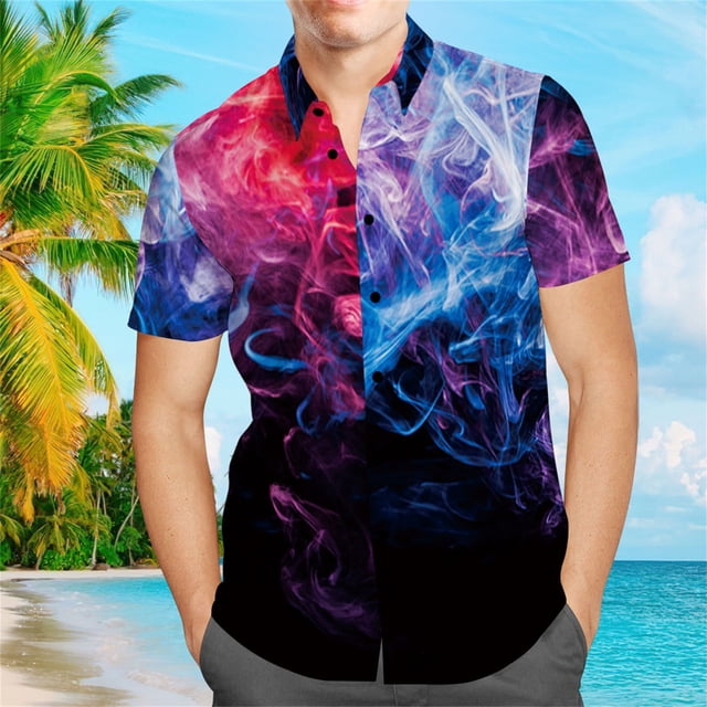 Camisa Blusa casual de moda con solapa con botones y estampado de manga corta fresca para verano M