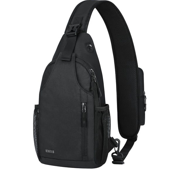 Mochila bandolera Voova, pequeña, 38 x 18 x 8 cm, color negro