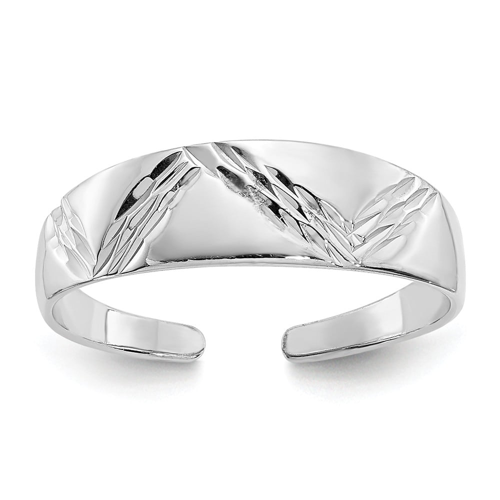 Real 14kt White Gold Fancy Toe Ring; for Adults and Teens; for Women and Men