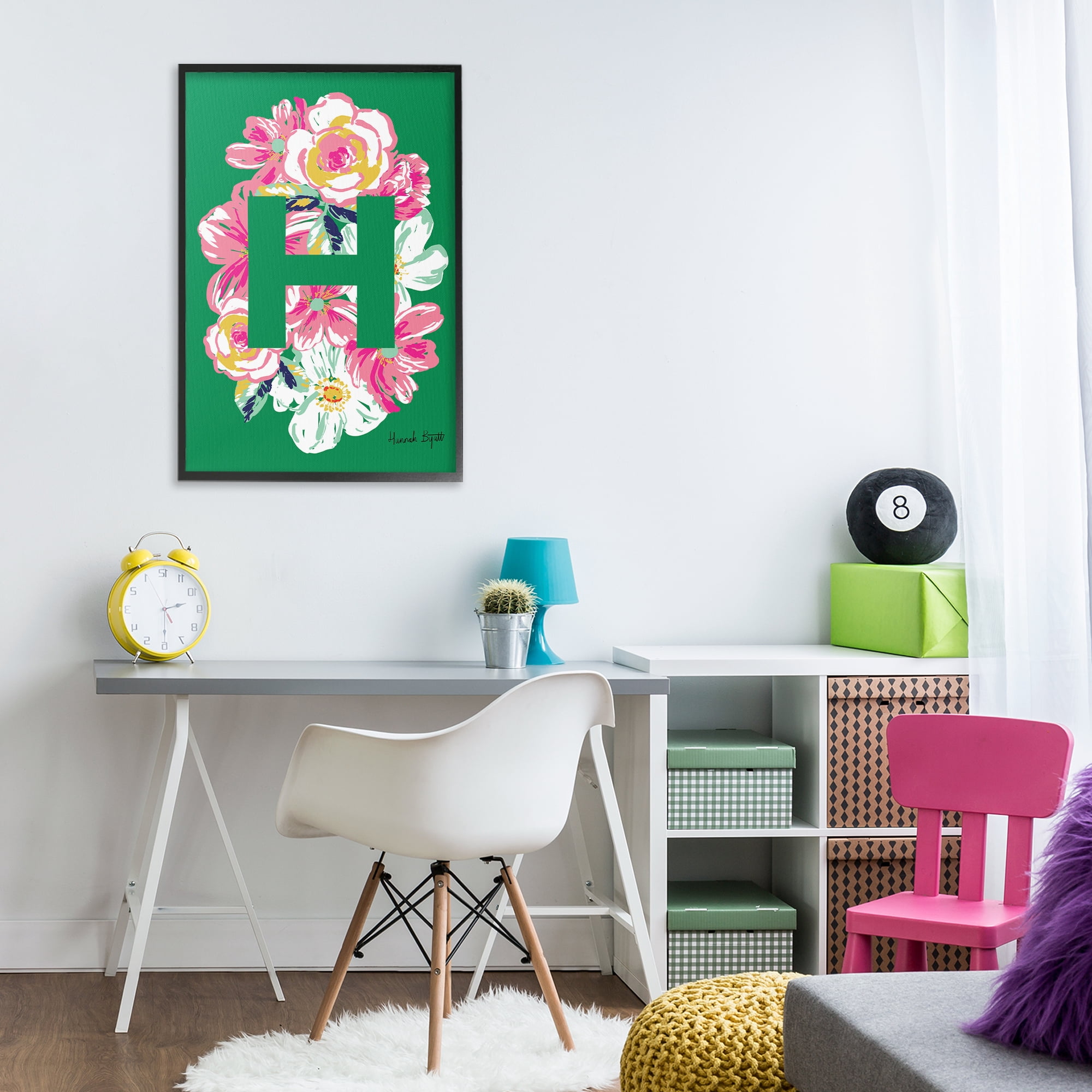 Stupell Industries Floral Bloom Letter H Botanical & Floral Painting Black Framed Art Print Wall Art, 20 x 30