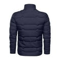 thumbnail image 4 of Herrnalise Men's Fashion Casual Thick Thermal Coat Long Sleeve Stand Collar Solid Color Cotton Coat Zipper Pocket Cotton Coat Navy, 4 of 4