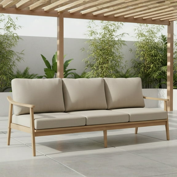 Amazonia Atacama 3-Seater FSC Certified Teak and Sunbrella Cushions Patio Sofa, Seating Capacity: 3