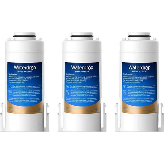 Waterdrop WD-EDF Replacement Filters for Waterdrop Electirc Water Filter Pitcher WD-ED01/ED02/ED04/ED01AEDC01/, 3 Months or 200 Gallons, NSF/ANSI 401&53&42, 3 Filters