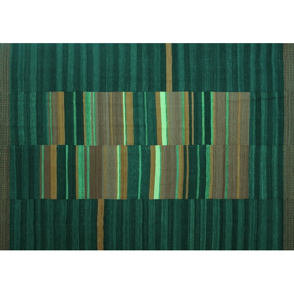 Ahgly Company Indoor Rectangle Abstract Turquoise Blue Contemporary Area Rugs, 4' x 6'