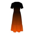 thumbnail image 5 of ibuvkizy Casual Dress for Women 2025,Summer Fashion Maxi Tiered Dress Crewneck Solid Color Short Sleeve Comfortable Loose Long Dress with Pockets Beach Sundresses Orange,Sizes S-2XL, 5 of 7