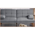 thumbnail image 3 of Modern Blue Grey Linen-Like Polyfiber Tufted Convertible Sofa Bed - 71" Living Room Couch with Solid Wood Legs, 3 of 14