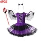 thumbnail image 4 of Vestido de murciélago morado para niñas de Halloween, disfraz de vampiro demonio para cosplay elegante para niños con tocado de alas, ropa de juego de rol de bruja de carnaval, 4 of 4
