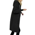 thumbnail image 3 of Women's Long Hoodies Tunic Winter Fleece Jackets Casual Fashion Solid Color Long Sleeve Hooded Pocket Zipper Drawstring Pocket Tops Sweatshirts 2025 Fall Outwear Coat Tops Black,L, 3 of 4