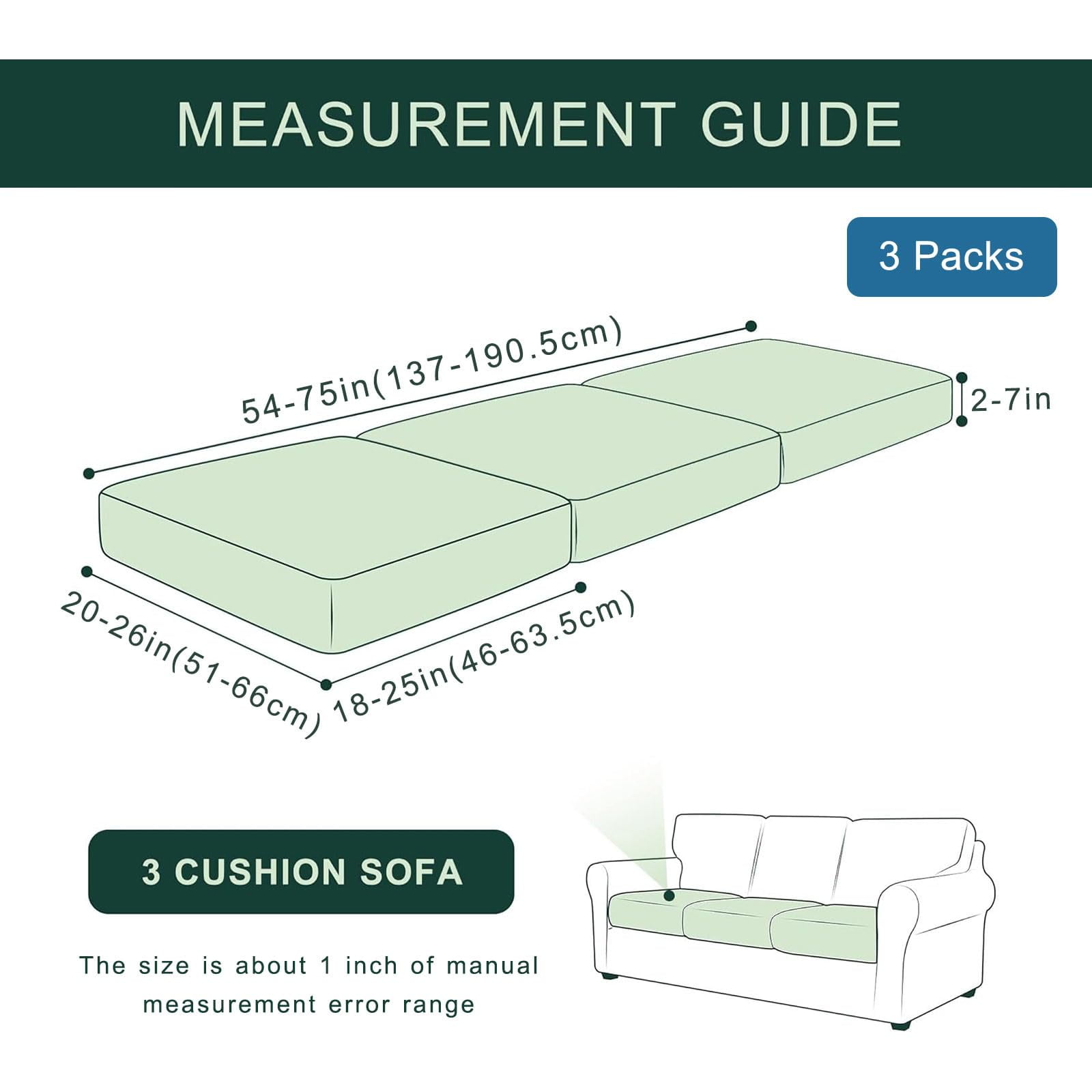 Smiry Waterproof Sofa Seat Cushion Covers, Stretch Couch Cushion Slipcovers, Fitted Jacquard Furniture Protector for Pets, Kid (3PC, Beige)