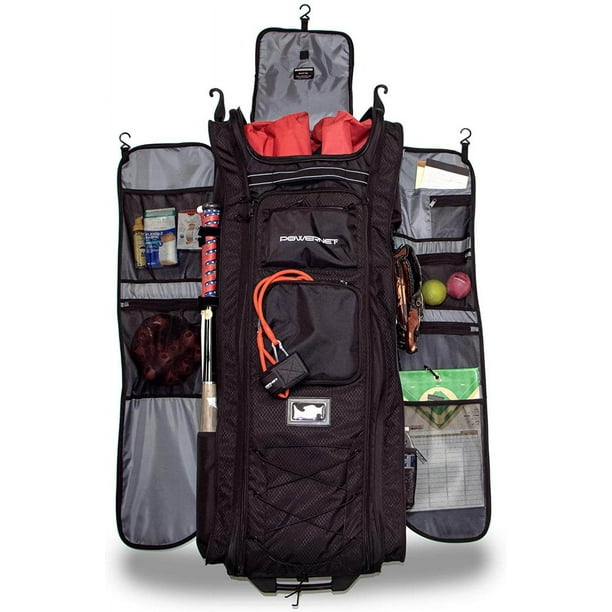 PowerNet All Gear Transporter Baseball Travel Bag Rolling Duffle Bag with Wheels Handle for Baseball Accessories Catchers Gear Bats Main Pocket Fits Four 7x7 Nets Walmart Business Supplies