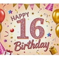 thumbnail image 4 of Sparkly Glittery 16th Birthday Banner Background with Balloons Stars and Gifts Party Supplies Photography Props for Birthday Party Celebrations Decorations Happy Birthday Event Backdrop, 4 of 8