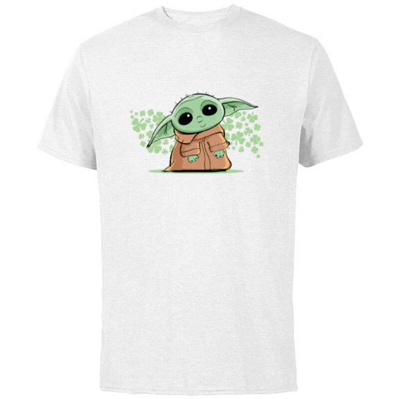 Star Wars The Mandalorian The Child Green St. Patrick's Day - Short Sleeve Cotton T-Shirt for Adults - Customized-White
